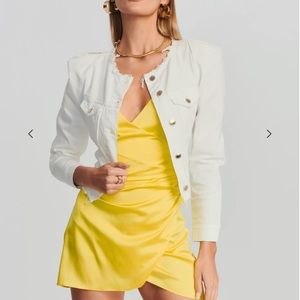 RETROFÊTE Chelsea Frayed Denim Jacket - White medium